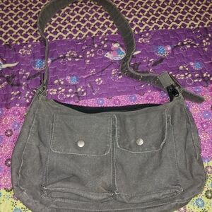Gray Canvas Shoulder Bag